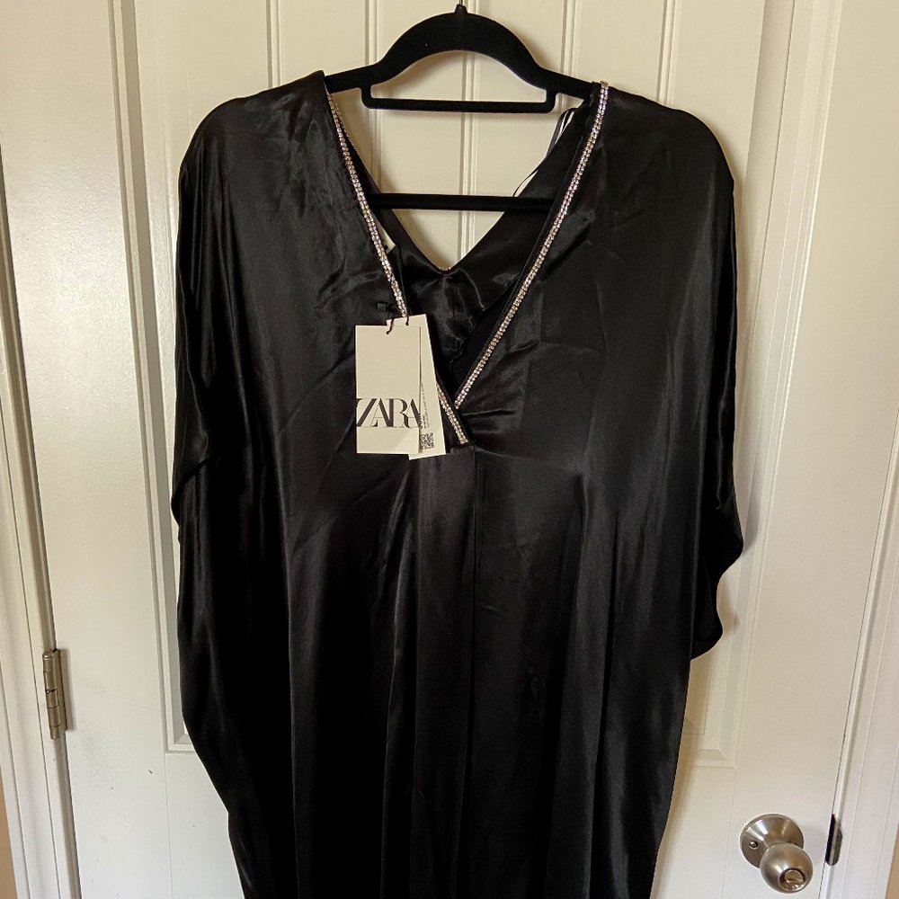 ZARA Black Kaftan midi dress